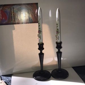 Turned Wooden vintage candle holders